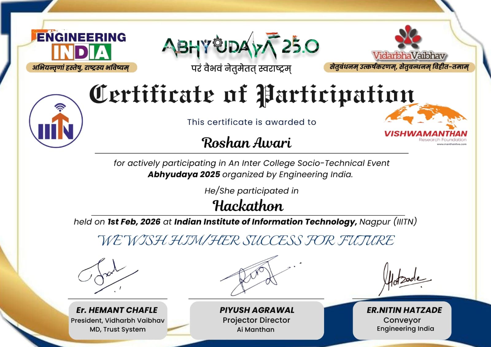 Hackathon Participant - Abhyudaya 2025