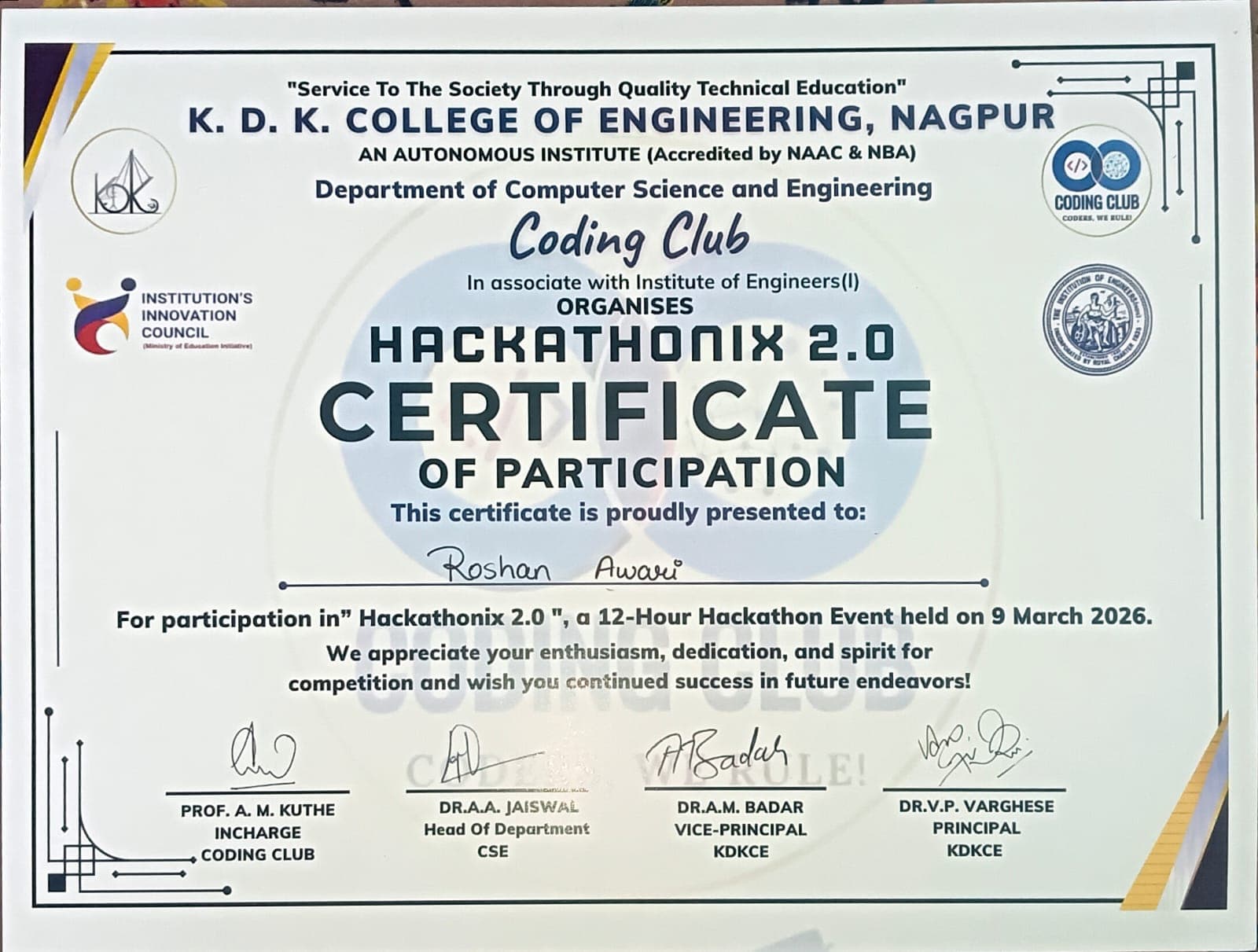 Participant - Hackathonix 2.0
